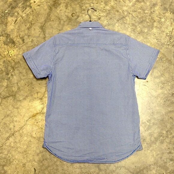 PD&C Blue Printed Slim Fit S/S  Button Down - Picture 6 of 8